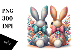 Vintage Bunnies Sitting PNG Product Image 1