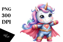 Watercolor Pastel Unicorn Hero Posing | Clipart Product Image 1