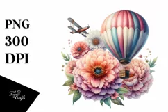Vintage Hot Air Balloon PNG Product Image 3
