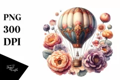 Vintage Hot Air Balloon PNG Product Image 1