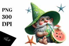 Detailed Gnome with Beachwear Drinking Clipart Product Image 3