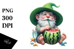 Detailed Gnome with Beachwear Drinking Clipart Product Image 3