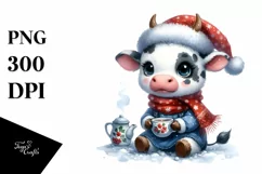Expressive Cow in Winter Attire PNG Product Image 1