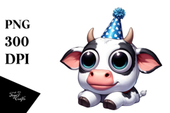 Exaggerated Cow with Party Hat PNG Product Image 1