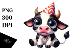 Holstein Cow in Party Hat, High-Res PNG Product Image 1