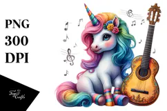 Colorful Baby Unicorn with Guitar Product Image 1