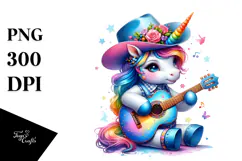 Baby Unicorn with Guitar PNG Product Image 1