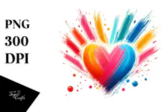 Colorful Paintbrush Heart PNG Product Image 1