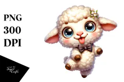 Cartoony Lamb with Bow Tie PNG Product Image 1