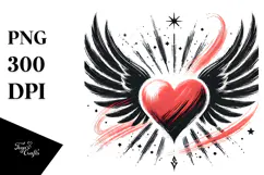 Heart with Wings and Fire Paintbrush Style PNG Product Image 1