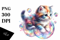 Colorful Baby Cat Watercolor Whimsical Product Image 1