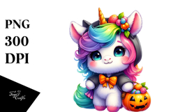 Baby Unicorn Halloween Watercolor Clipart Product Image 1