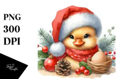 High Baby Duck with Santa Hat PNG Product Image 1