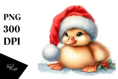 High Baby Duck with Santa Hat PNG Product Image 1