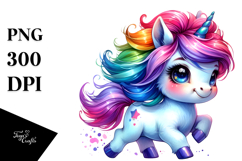 Cute Baby Unicorn Running PNG Product Image 1