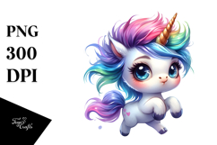Cute Baby Unicorn Running PNG Product Image 1