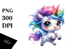 Cute Baby Unicorn Running PNG Product Image 1