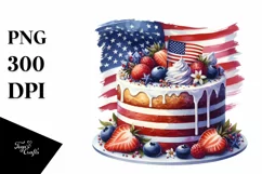 Vintage Cake,USA Flag | Sublimation | Clipart Product Image 1
