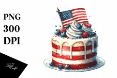 Vintage Cake,USA Flag , 4th of July| Sublimation | Clipart Product Image 3
