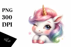 Winking Baby Unicorn with Haircut | Clipart Product Image 3
