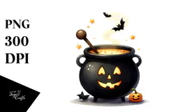Funny Halloween Cauldron Clipart, PNG Product Image 1