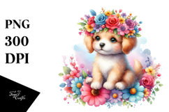 Vibrant Puppy with Flower Crown, Transparent PNG Product Image 1