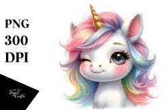 Winking Baby Unicorn with Haircut | Clipart Product Image 3