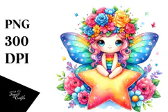 Cute Butterfly with Flower Crown, Transparent PNG Product Image 1