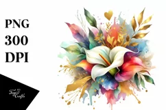 Colorful Abstract Bouquet with Calla Lily | Watercolor Art Product Image 3