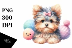 Cute Yorkipoo Watercolor Animal Clipart Product Image 1