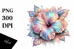 Abstract Shiny Watercolor Hibiscus Clipart Product Image 3