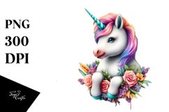 Colorful Baby Unicorn Urban Scene PNG Product Image 1