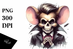 Vampire Skull with Hair Inspired by Jerry the Mouse PNG Product Image 3