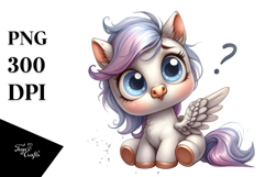 Funny Baby Pony Dove Standing | Watercolor Clipart Product Image 1