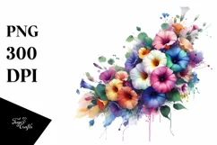 Colorful Bouquet with Morning Glory | Sublimation Clipart Product Image 3