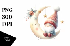 Winter Christmass Gnomes on Moon PNG Product Image 3