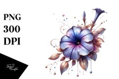 A Shiny Petunia Clipart with Watercolor Splash Product Image 3