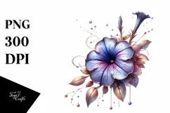 A Shiny Petunia Clipart with Watercolor Splash Product Image 3