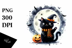Funky Black Cat Clipart, High-Res PNG Product Image 1