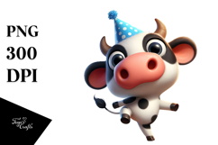 Whimsical Cow with Party Hat PNG Product Image 1
