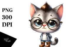 Baby Cat es Boots Watercolor | Sublimation | Clipart Product Image 1
