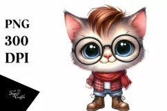 Baby Cat es Boots Watercolor | Sublimation | Clipart Product Image 1