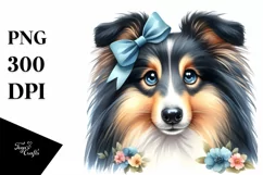 Watercolor Cute Collie Sublimation Clipart Product Image 1