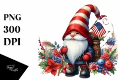 Vintage Gnome,USA Flag | Sublimation | Clipart Product Image 1