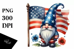 Vintage Gnome,USA Flag | Sublimation | Clipart Product Image 1