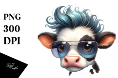 Contempt Baby Cow with Cool Hair PNG Product Image 1