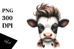 Contempt Baby Cow with Cool Hair PNG Product Image 1
