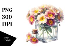 Bottle with Primrose Watercolor Clipart Product Image 1