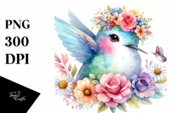 Cartoon Hummingbird Flower Crown | Clipart Product Image 3