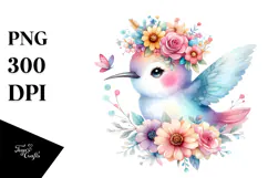 Cartoon Hummingbird Flower Crown | Clipart Product Image 1